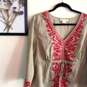 Michael Kors Embroidered Peasant Top